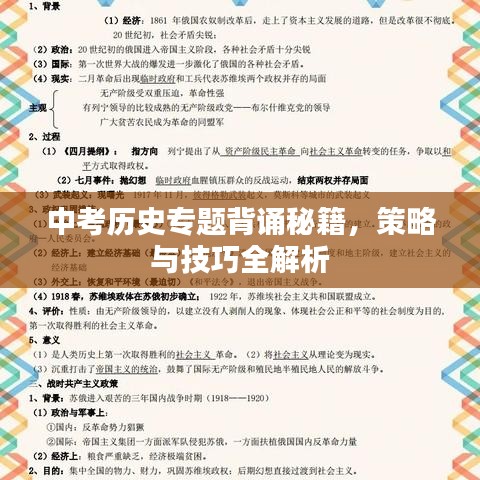 中考历史专题背诵秘籍，策略与技巧全解析